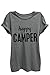 Thread Tank Happy Camper Women's Fashion Relaxed T-Shirt Tee Heather Grey Medium