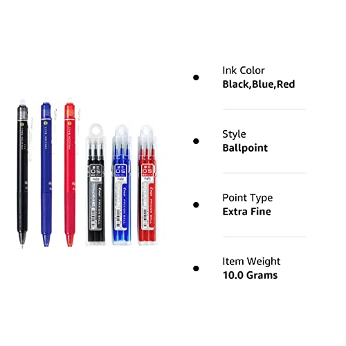 Pilot FriXion Ball Knock Retractable Erasable Gel Ink Pens, Extra Fine