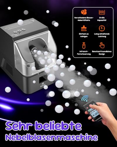 Fog Machine, 450 W Fog Bubble Machine with Wireless Remote Control, 3-in-1 Bubble Fog Machine, Make Bubble, Fog Bubble, Continuous Fog for Halloween, Christmas, Party, Wedding, Birthday, Holiday