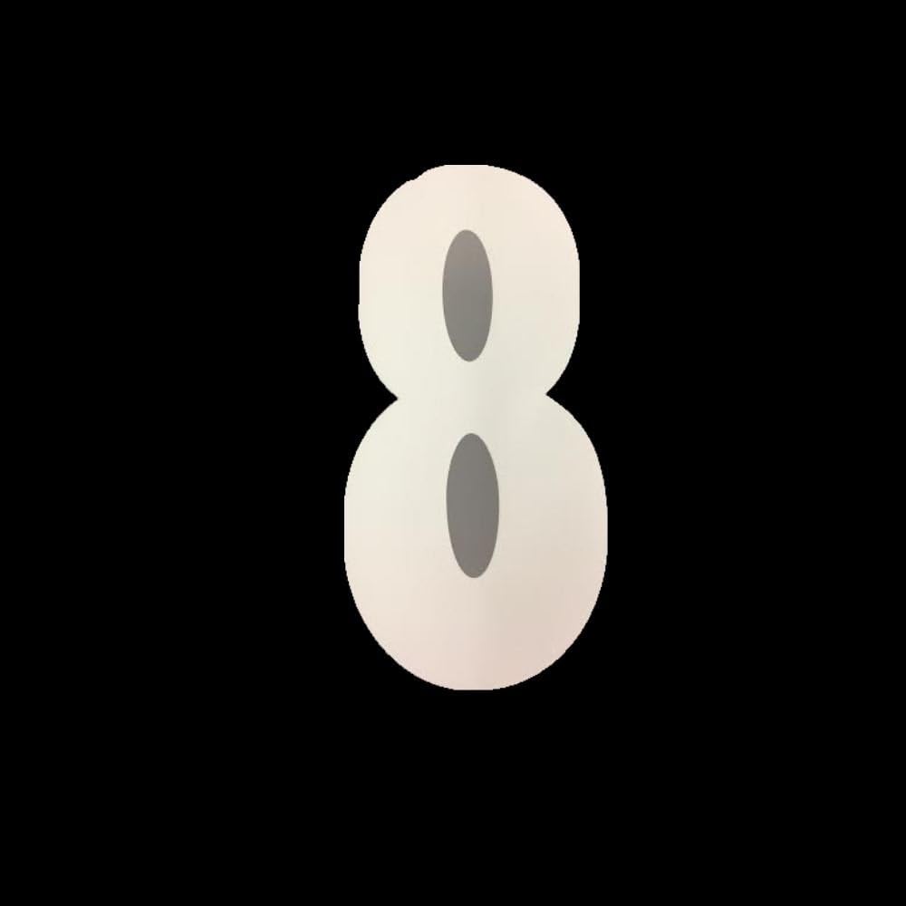 NUMBER 8 WHITE FOOTBALL SHIRT NUMBER IRON ON / heat transfer adhesive WHITE 23cm