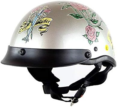 DYM258 Motorcycle Half Face Helmet DOT Certification Vintage Fashion Motor Bike Harley Helmets Men and Women Helmets Half Helmets Half-Covered Helmets Cruise Helmets Prince Helmets,M