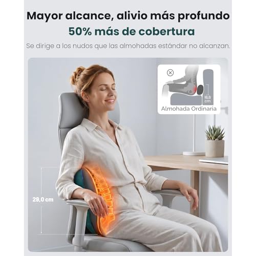 BOB AND BRAD EZBack Cervical and Back Massager with Heat, Shiatsu Massage Cushion for Neck, Shoulder, Lumbar, Relaxation at Home and Office, Ideal Gift