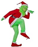 Xcoser Grinch Santa Christmas Costume Outfit Suit for Adult XL