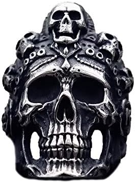 Vintage Cool Santa Muerte Death Skull Ring Unique Mens Stainless Steel Rings Punk Rock Hip Hop Biker Jewelry Gift for Him