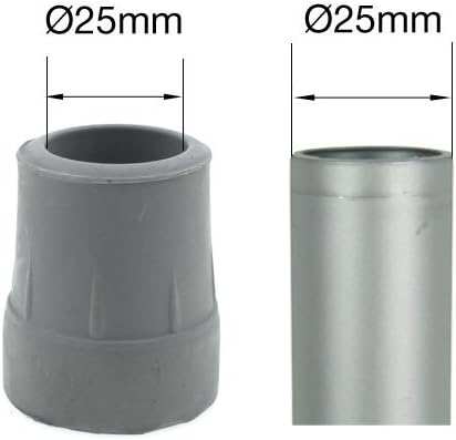 Qty: 10x 25mm 1" Heavy Duty Rubber Ferrules For Walking Frames - Grey - By Lifeswonderful® - Image 4