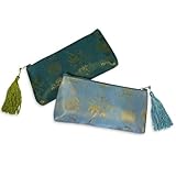 Tasseled Cosmetic Pouch - Silk Jacquard