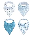 Organic Drool Bibs Bandana Bibs for Teething, Unisex Baby Bib Gift Set for Boys and Girls by Little Kims - 4-Pack Set (Frequent Flyer)