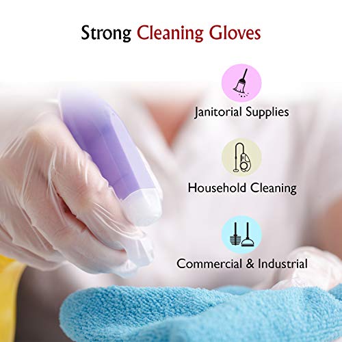 Powder Free Disposable Clear Vinyl Gloves, Medium 100 Count - Heavy Duty Rubber Latex Free Exam Gloves - Non Sterile, Ambidextrous - Soft with Textured Tips - Food Safe, Medical Grade