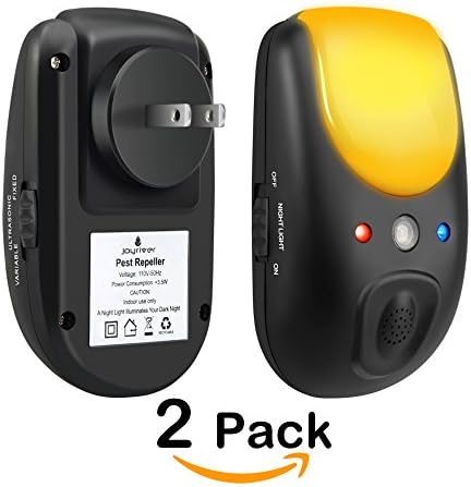 Joyriver Electromagnetic and Ultrasonic Pest Repellent Plug in Pest Repeller Against Rodents, Insects, Roaches, Spiders, Ants, Fleas, Bugs, Moths, Bats, with LED Night Light with Dusk to Dawn Sensor