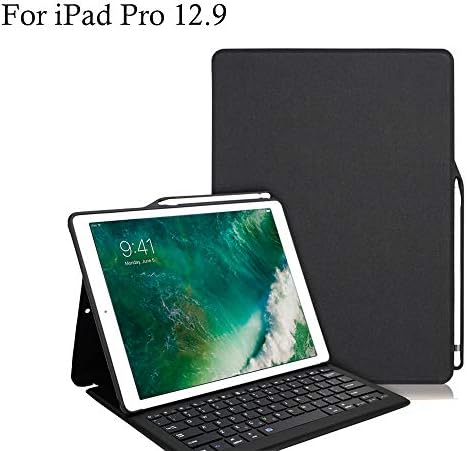 iPad Pro 12.9 Keyboard Case for iPad Pro 12.9 (2017/2015 Model), with Built-in Apple Pencil Holder, Auto Wake/Sleep, Bluetooth Wireless Keyboard Folio Smart Cover for Apple iPad Pro 12.9 inch