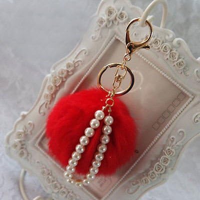 DecorHolic Faux Rabbit Fur Ball Pom Pom Pendant Car Keychain Handbag Key Ring #3