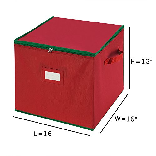 Tiny Tim Totes 83-DT5535 Red Holiday Ornament Storage Chest Holds 75 Bulbs w/Dividers, Case