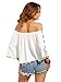 Milumia Women's Print Off Shoulder Flare Sleeve Top Loose Blouse White M