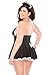 Coquette Women's Plus Kissable Queen French Maid Babydoll with Lacefront and Matching Headpiece, Black/White, One Size/X-Large