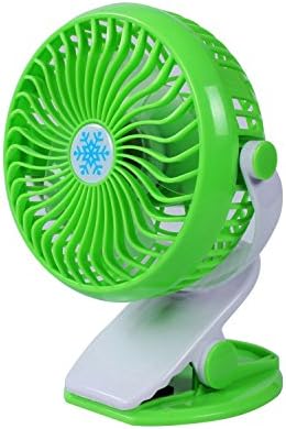 Battery Clip Fan Portable Table Fan Powered by 2000mA Rechargeable Battery or USB Charging Cable, Table-Top &amp; Clip on Fan, 360 Degree Rotation, Low Noise, Ideal for Home, Office, Dorm and Car - Green