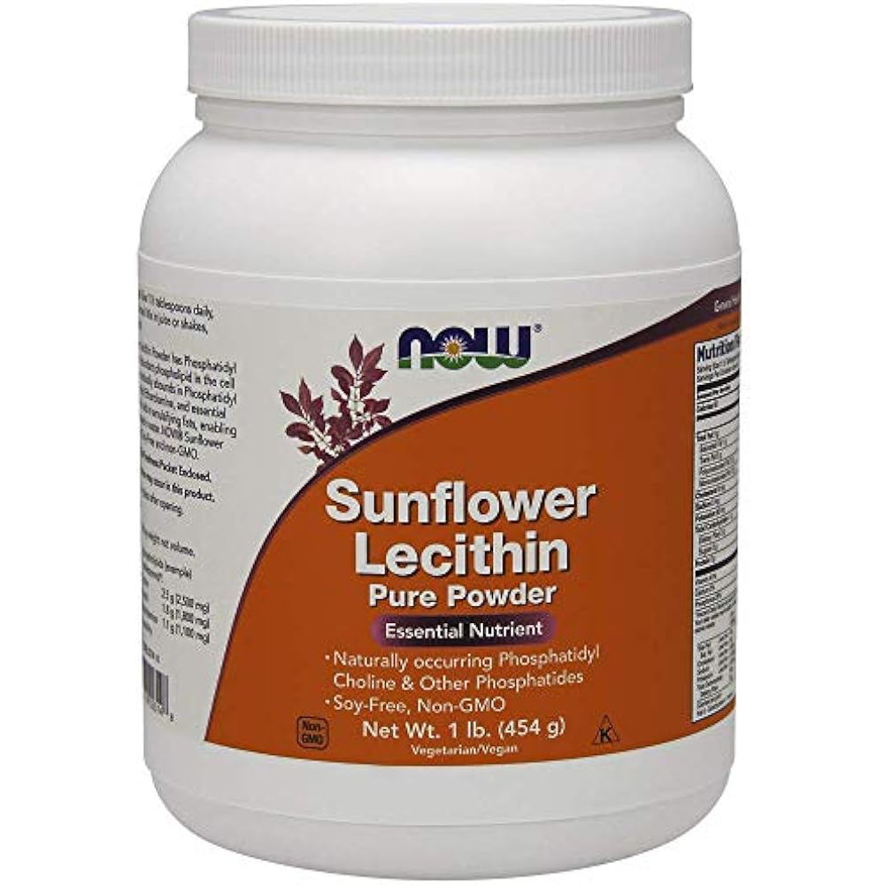 NOW Supplements Sunflower Lecithin Pure Powder With Phosphatidyl