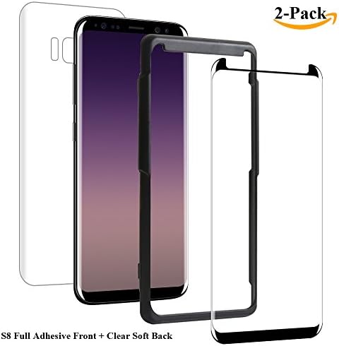 GAHOGA Galaxy S8 Full Adhesive Tempered Glass Screen Protector 3D Curved Edges with Error Proof Installation 100% Sensitivity [9H Hardness & Scratch Proof] for Samsung Galaxy S8