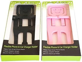 NEW Design Car Vent Flexible Cellphone Holder / Multipurpose Bendable Mountable Mobile Holder (2-PACK BLACK&amp;PINK)