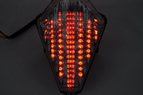 Topzone Moto Smoked Lens Motorcycle Led Taillights Brake Tail Light with Integrated Turn Signal Lamp Indicators For Yamaha 2007-2008 R1