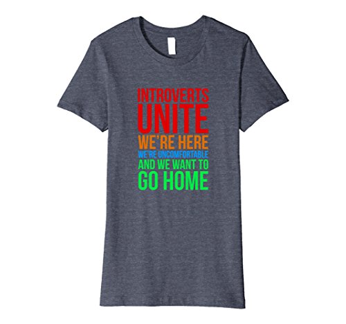 Womens Introverts Unite Funny Casual Tshirt For Gifting Medium Heather Blue