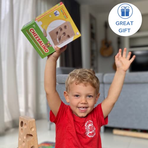 Wooden Cheese Lacing and Threading Activity Toy for Kids _ Mouse and