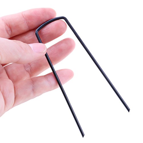 50 PCS 2.5mm Diameter U-shaped Garden Stakes, Galvanized Iron Ground Stakes/Tent Pegs/Garden Pegs/Staples Stakes Pins for Securing Garden Weed, Landscape Fabric, Ground Sheets and Fence Anchors - Thumbnail 6