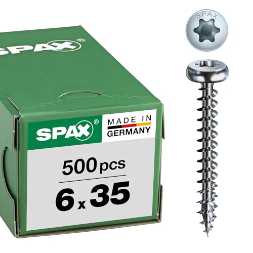 SPAX Universalschraube, 6,0 x 35 mm, 500 Pieces, T-STAR plus, half round head, full thread, 4CUT, WIROX A3J, 0201010600355 — image 1