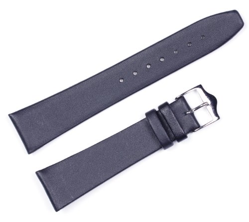Calf Leather Watch band (flat) Black 16mm Watchband - by deBeer