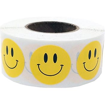 Smiley Face Stickers Yellow Happy Face Labels 0.75 Inch 500 Total Adhesive Stickers