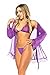 QueenMoon Sexy Lingerie for Women for Sex Long Sleeve Lace Bodysuit Halter Lingerie Set Sexy Pajamas, Purple