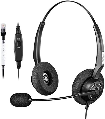 Arama Office Phone Headset Binaural w/Noise Canceling Mic for Polycom Mitel Avaya Aastra Adtran Alcatel Lucent Allworx AltiGen Comdial Digium Gigaset InterTel MiVoice Plantronics