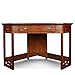 Leick Home 82431 Corner Computer Writing Desk with Drop Front Keyboard Drawer, Oak