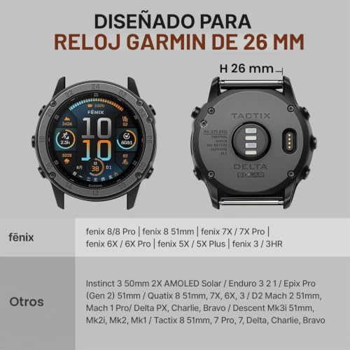 Bandletic 22mm 26mm Quick Fit Outdoor Nylon Bands Compatible with Garmin Watch, Heavy Duty Military Strap for Fenix/Instinc/Tactix Delta/Descent/Epix Pro/Enduro/Quatix