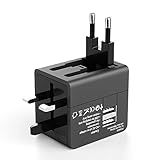 Snobtool Universal Travel Power Adapter - Converters and Adapters for Travel - European Plug Converter - International Plug Adapter with 2 USB - Power Wall Charger AC