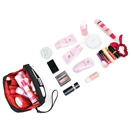 Patu Handy Beauty Stuff Carry Case, Makeup Cosmetic Bag, Women Facial Cleanser Skincare Kit Pouch, Pencil Clutch, Portable Electronics Accessories Organizer, Black