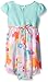Youngland Girls' Textured Knit to Floral Chiffon Hanky Hem Dress