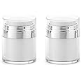 Furnido Refillable Airless Pump Jars,Empty Acrylic Makeup Cosmetic Containers, Travel Lotion With Lid for Thick Moisturizer,Skincare Cream, 2 Pack, 1 oz, White