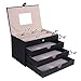 SONGMICS Jewelry Box Mirrored Jewelry Organizer Black Storage Case Drawers UJBC125C