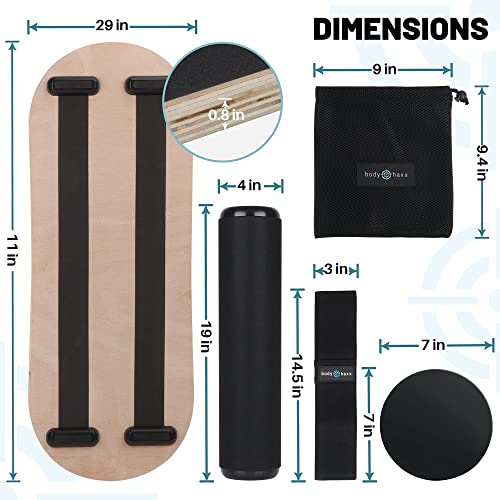 body haxx BODY HAXX Wooden Balance Board Trainer with Yoga Resistance