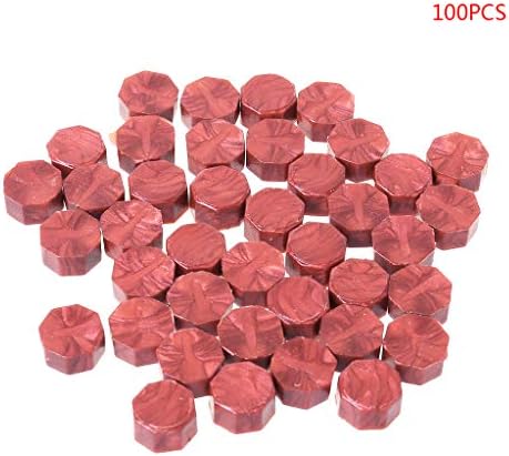 Ujuly 100Pcs Envelope Seal Seal Wax Retro Octagon Beads DIY Decor Sealing Wax Beads (Orange Red)