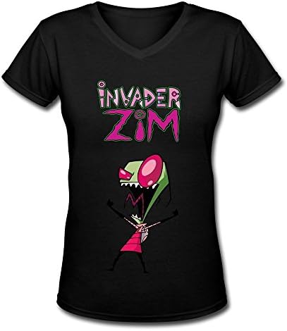 GLYCWH Women's Invader Zim T-Shirt Black US Size M 100% Organic Cotton