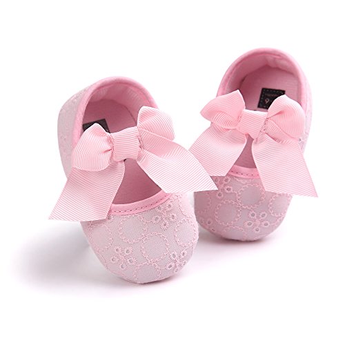 Baby Girls Princess Bowknot Soft Sole Cloth Crib Shoes Sneaker 6-12 Months Pink