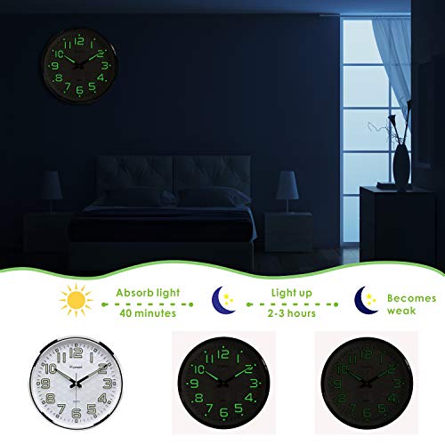 Plumeet Night Light Wall Clocks 13 Inches Clock with Silent Non