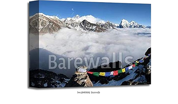Amazon Com Panoramic View Of Mount Everest Lhotse Cho Oyu Makalu Gallery Wrapped Canvas Art 11in X 14in Everything Else