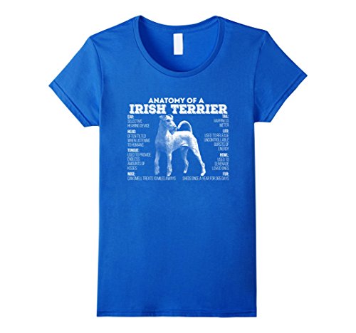 Women's Anatomy Of A Irish Terrier T-shirt Large Royal Blue