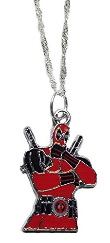 Marvel's Deadpool Character Posing Pendant on 18" Silvertone Chain
