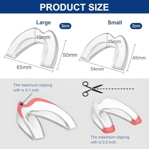 4 Gouttière Bruxisme Dentaire - Protège-dents Réutilisable Anti-Bruxisme | 2 tailles pour un ajustement parfait. Soulage le grincement des dents et améliore la qualité du sommeil. Facile à transporter