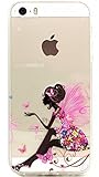 iPhone 5 Case, LUOLNH Perfect Fit Angel Girl Flower Fairy Design Pattern painting TPU Clear Transparent Protective Back Cover Case Protector Skin Case Cover for iPhone 5/ 5s