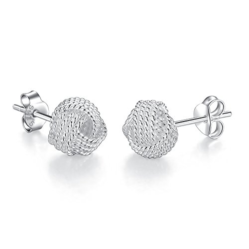 Twisted Love Knot Sterling Silver Post Stud Earrings for Women Girls
