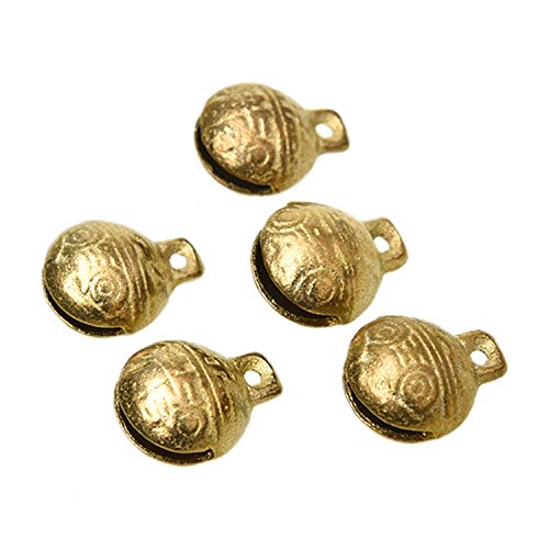 Monrocco 20Pcs Antique Gold 0.7 x 0.6 Inches Brass Bells Vintage Indian Bells Charms Pendants for Crafting,Home Door Decor - Thumbnail 3